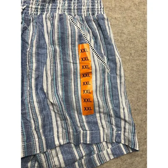 Briggs Linen Blend Blue Striped Pull On High Waist Shorts Relaxed XXL NWT Coasta - Picture 3 of 9